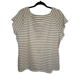 Established 1962 2X Gold/White Cotton Blend Short Sleeve Striped Top